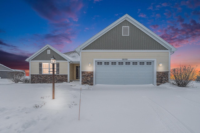 view of front of property with a garage