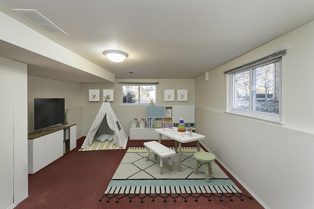 game room featuring carpet floors