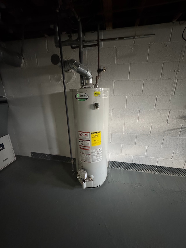 utility room featuring gas water heater