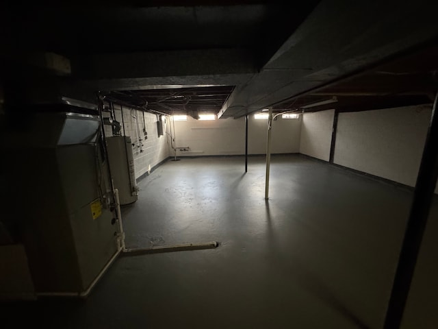 basement featuring gas water heater