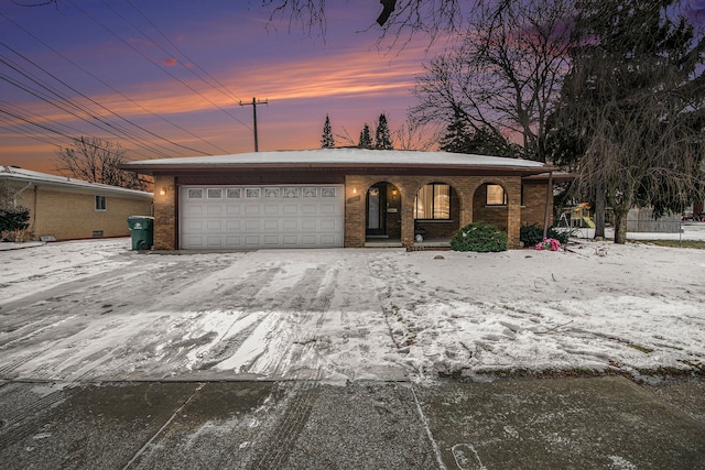 view of front of house with a garage