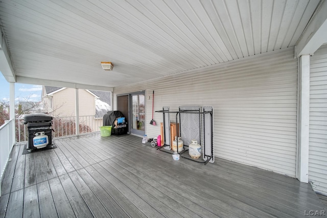 wooden terrace with grilling area