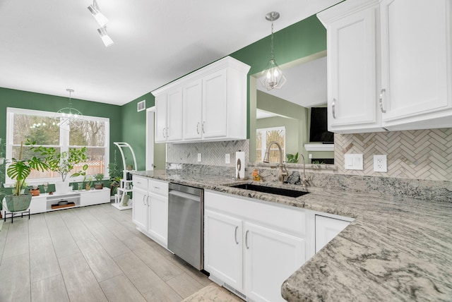 kitchen with sink, white cabinetry, and dishwasher