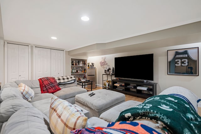 living room with wood-type flooring