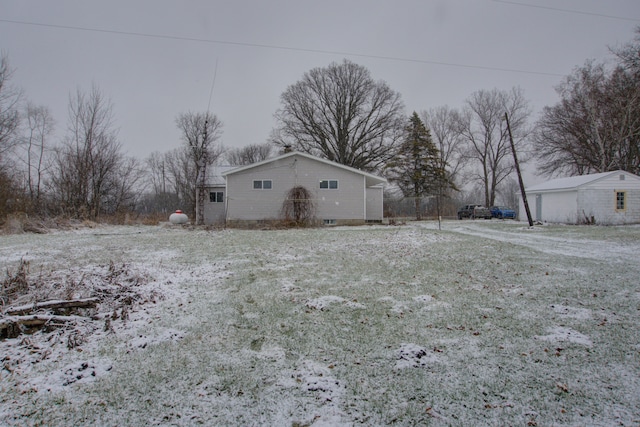 view of yard covered in snow