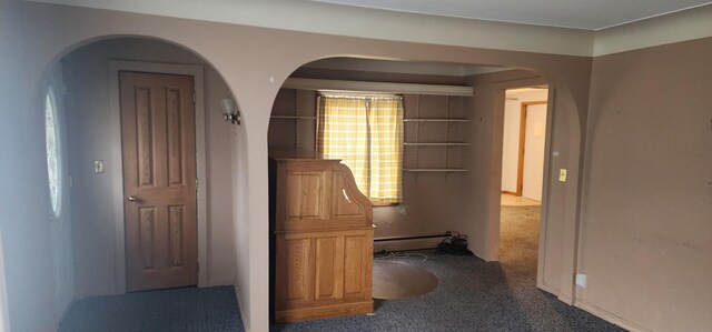 7981 W Main St, Kalamazoo, MI 49009 - hallway with baseboard heating and dark carpet