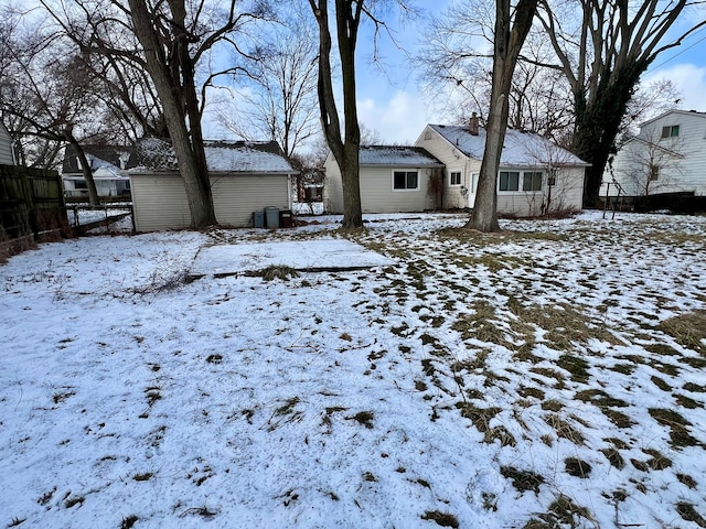 view of yard covered in snow