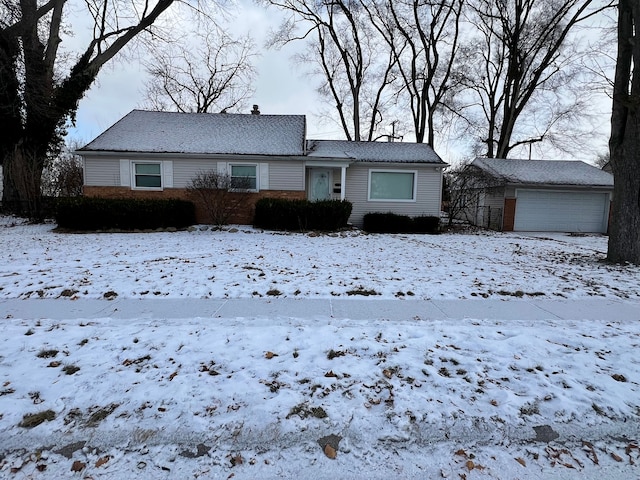 single story home with a garage