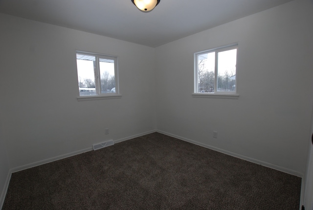 carpeted spare room featuring a wealth of natural light