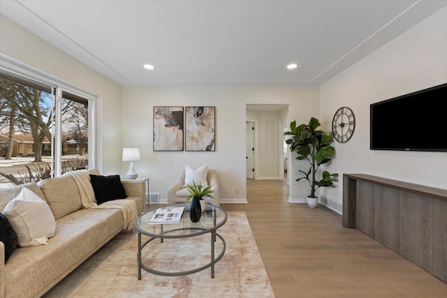 living room featuring light hardwood / wood-style flooring