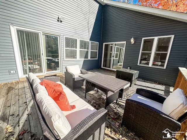 view of patio with a deck and outdoor lounge area