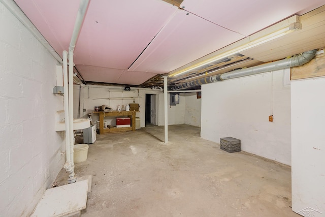 basement with electric panel