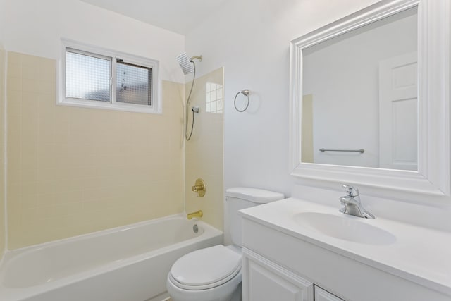 full bathroom with vanity, toilet, and shower / washtub combination