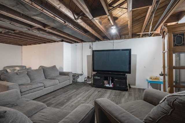 living room with hardwood / wood-style floors