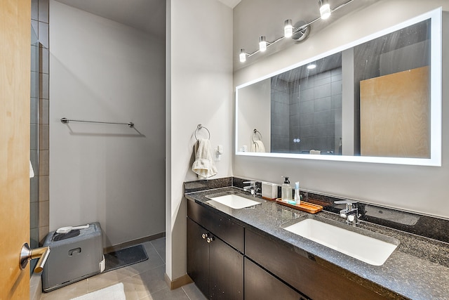 bathroom featuring vanity and tile patterned floors