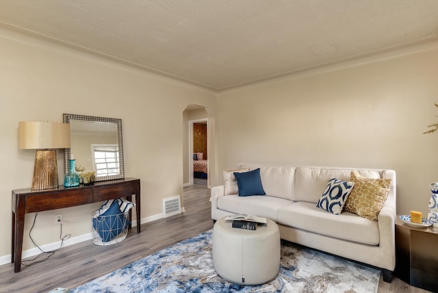 living room with hardwood / wood-style flooring