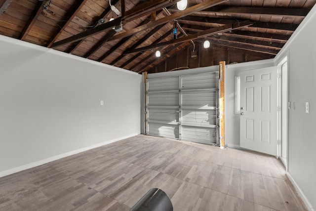 garage with wood ceiling