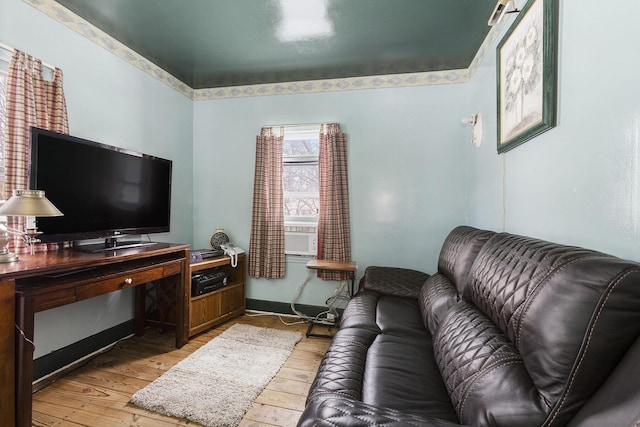 living room with light hardwood / wood-style flooring