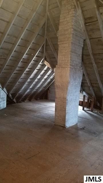 view of unfinished attic