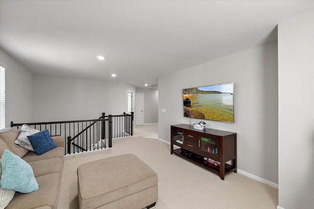 sitting room with light carpet