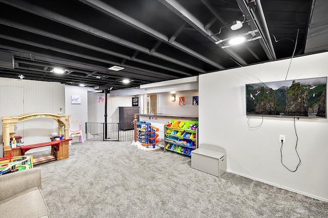 game room with carpet floors