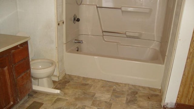 full bathroom with toilet, shower / tub combination, and vanity