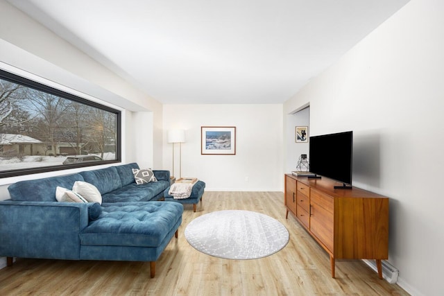 living room featuring light hardwood / wood-style floors