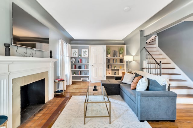 living room with wood-type flooring