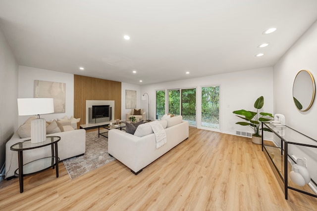 living room featuring light hardwood / wood-style flooring