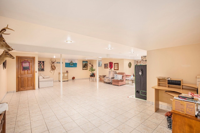 interior space with light tile patterned flooring