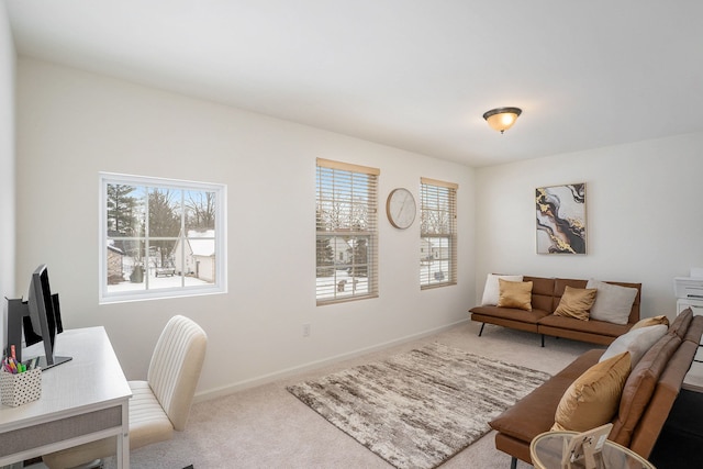 view of carpeted home office