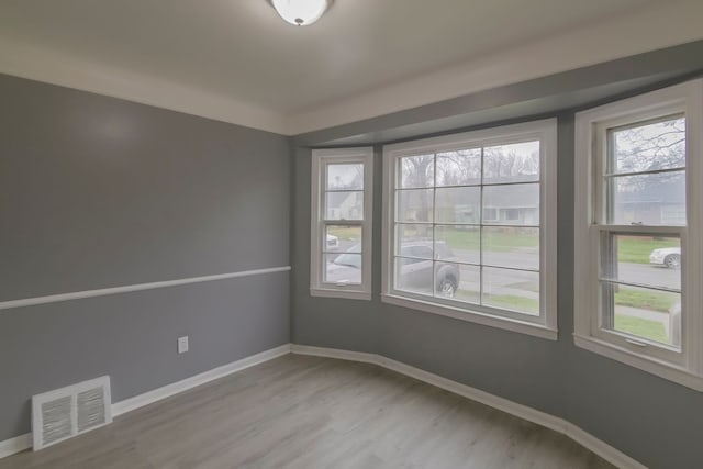 spare room featuring light hardwood / wood-style flooring