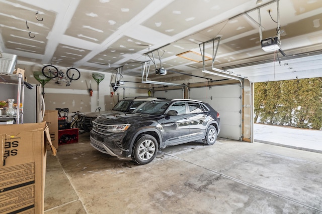 garage with a garage door opener