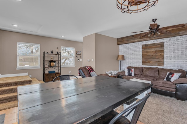 dining area featuring ceiling fan