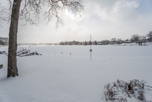 view of yard layered in snow