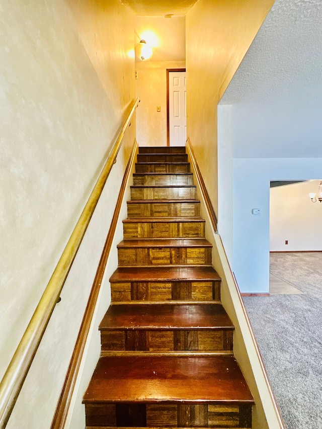 staircase with carpet