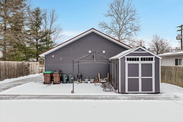 view of snow covered structure