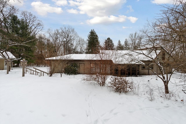 view of snow covered exterior