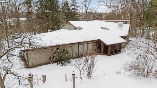 view of snow covered exterior