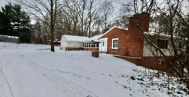 view of snowy exterior