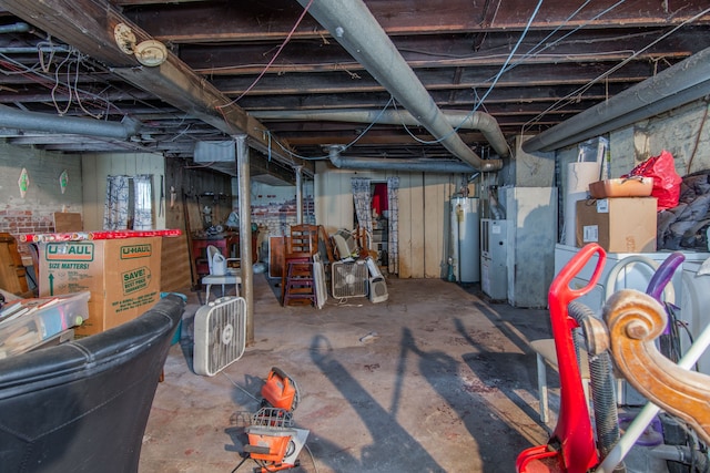 basement featuring water heater