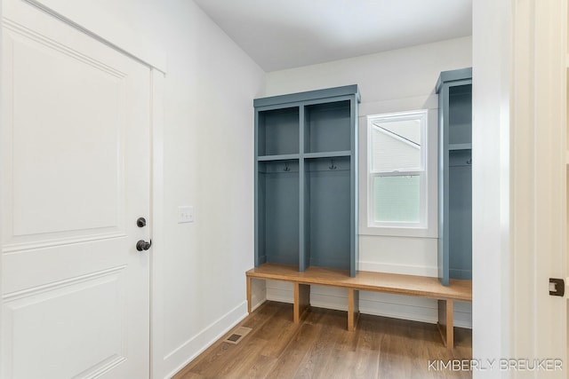 mudroom with hardwood / wood-style floors