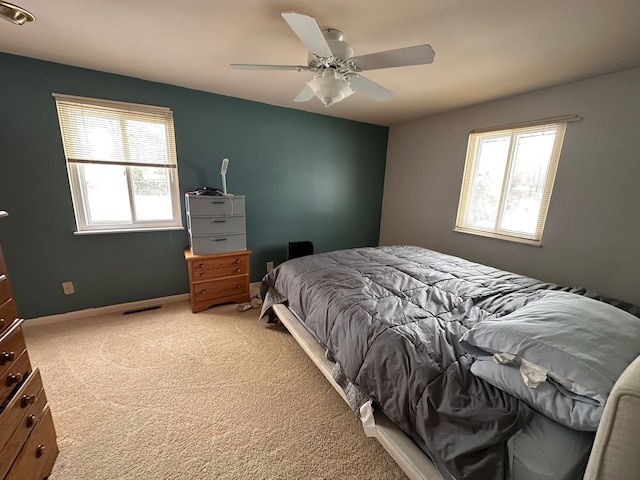 bedroom with carpet floors and ceiling fan