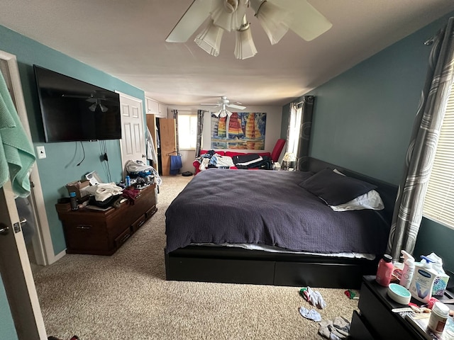 bedroom with carpet flooring and ceiling fan