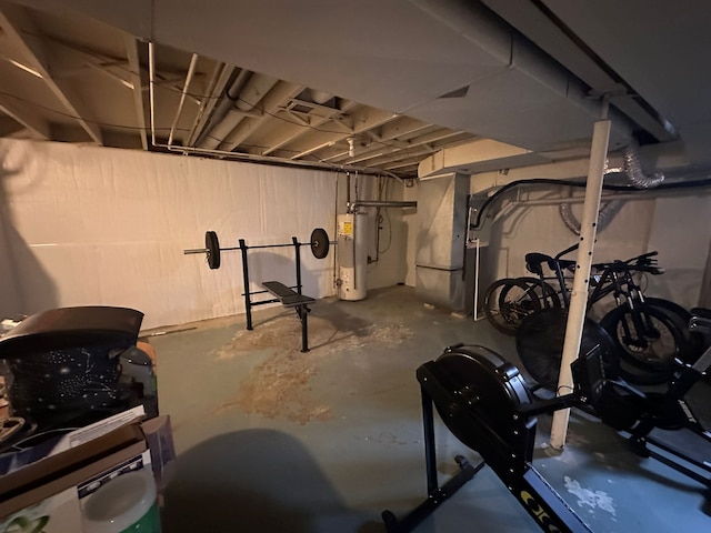 basement with water heater