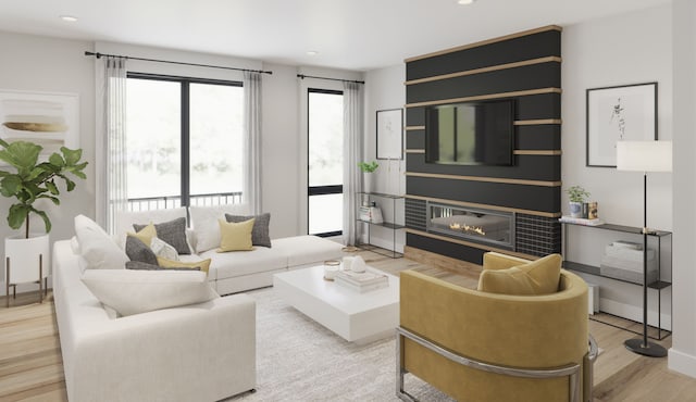 living room with wood-type flooring