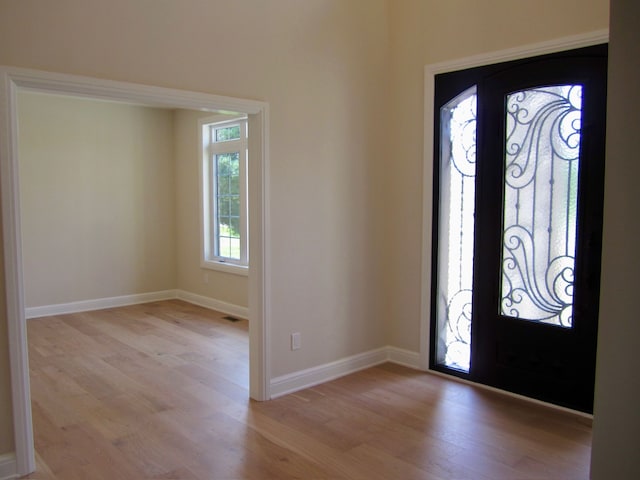 entrance foyer with light hardwood / wood-style floors