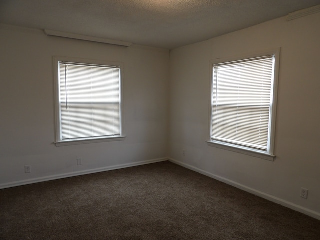 carpeted spare room featuring a textured ceiling and a healthy amount of sunlight