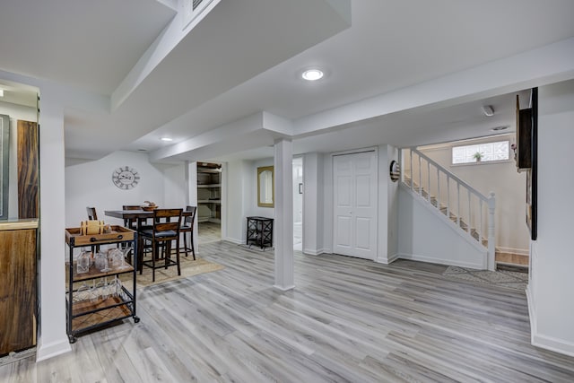 dining space featuring light hardwood / wood-style floors