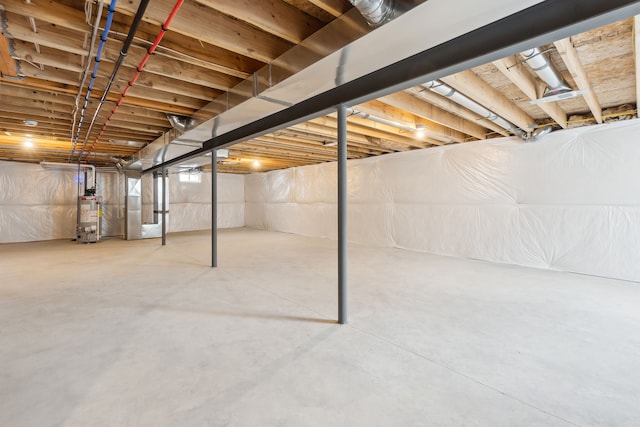 basement with water heater